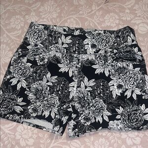 INC International Concepts Black and White Floral High Waist Shorts